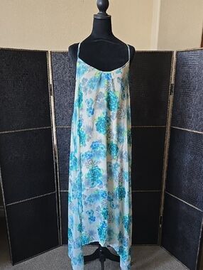 Flowy Blue Floral Maxi Slip Dress